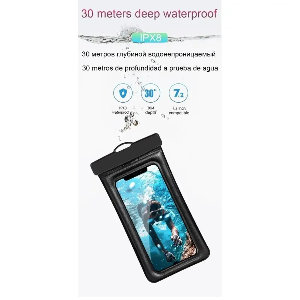 2 Pack Waterproof Phone IPX8 Fits iPhone Samsung Huawei Universal Dry Bag Case